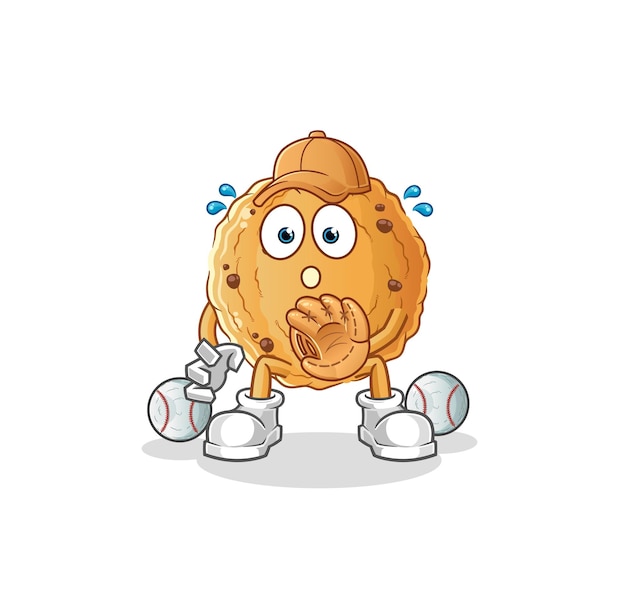 Cookie honkbal Catcher cartoon. cartoon mascotte vector