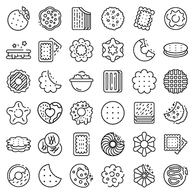 Cookie iconen set, Kaderstijl