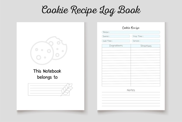 Cookie recipe log book kdp interior template