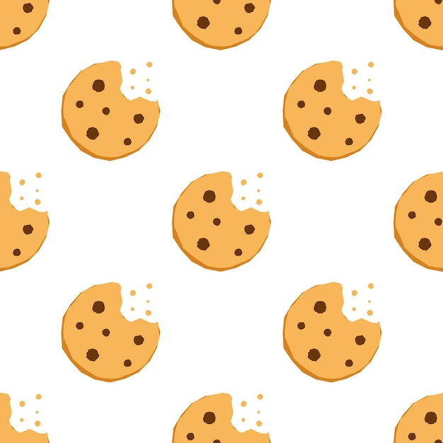 Vector cookie seamless pattern on white background