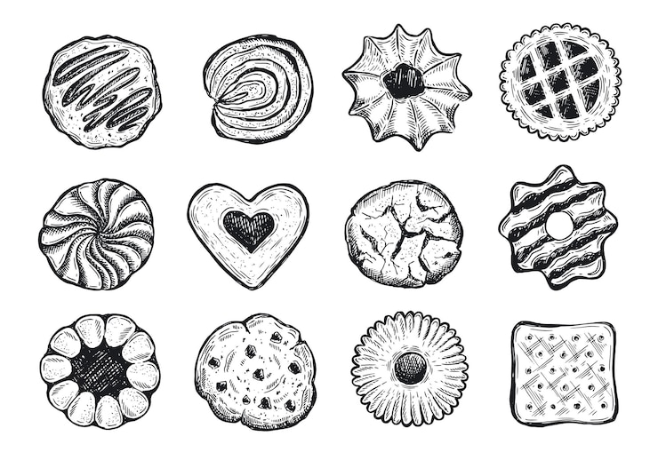Vector cookie set hand drawn illustration