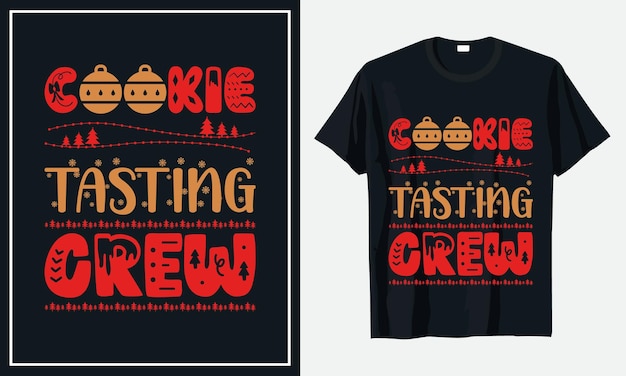 Cookie Tasting Crew Kerst t-shirt ontwerp premium vector