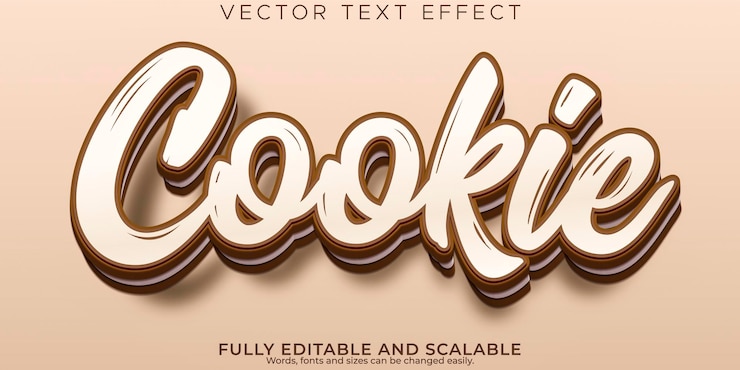 Vector cookie text effect editable sweet and biscuit text style