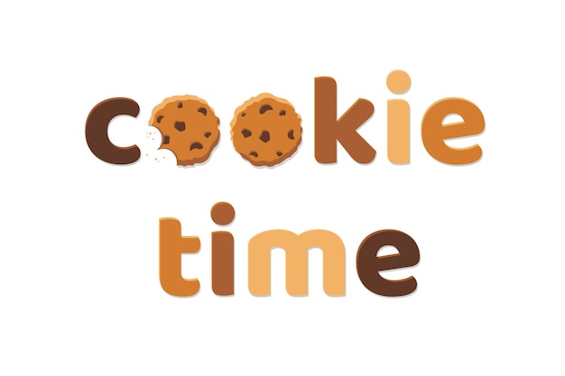 ベクトル クッキー タイム 自家製チョコレート オートミール チップ クッキー アイコン ソーシャル メディア用ステッカー
