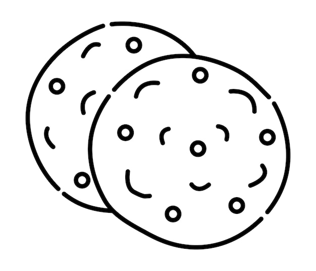 Cookie zwart-wit lijn vectorillustratie