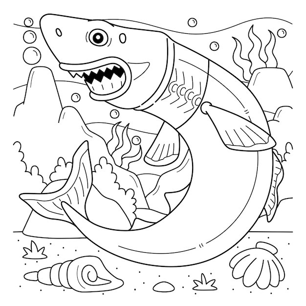 어린이 들 을 위한 쿠키 터 상어 색채 페이지