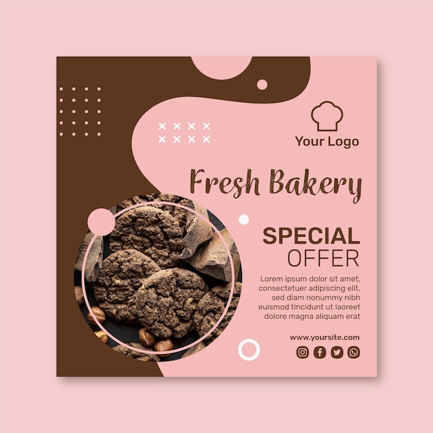 Vector cookies ad square flyer template