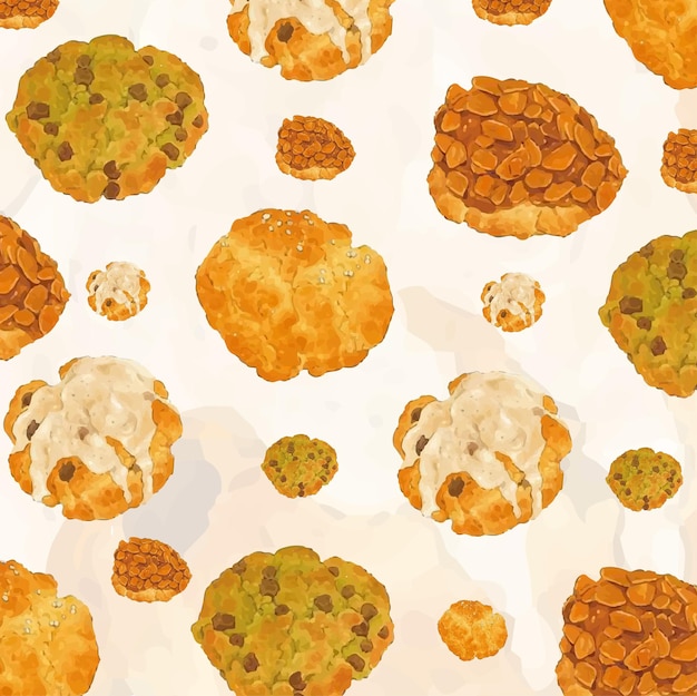 Cookies background painted in watercolor