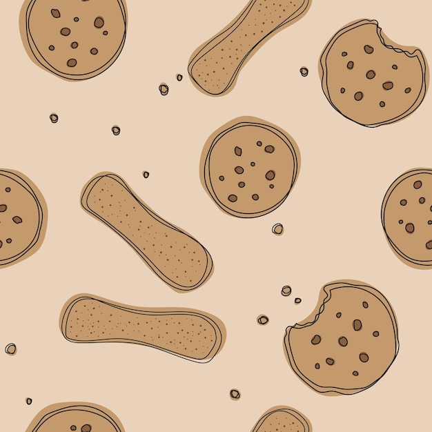 Vector cookies and biscotti savoiardi seamless pattern