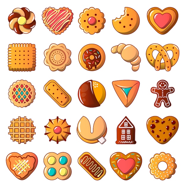 Vector cookies biscuit icons set
