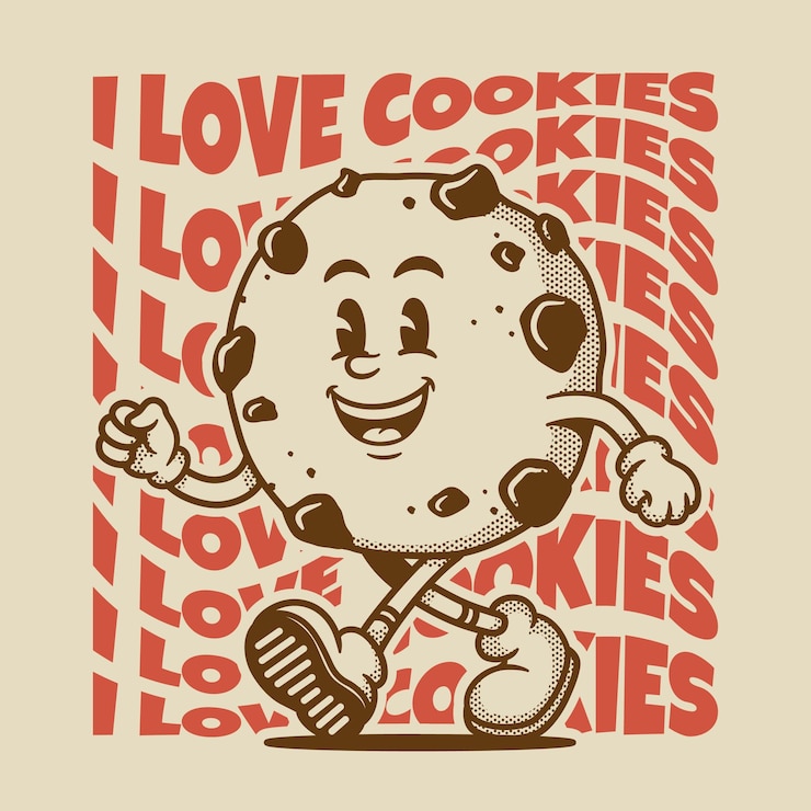 Vector cookies character retro cartoon mascot character