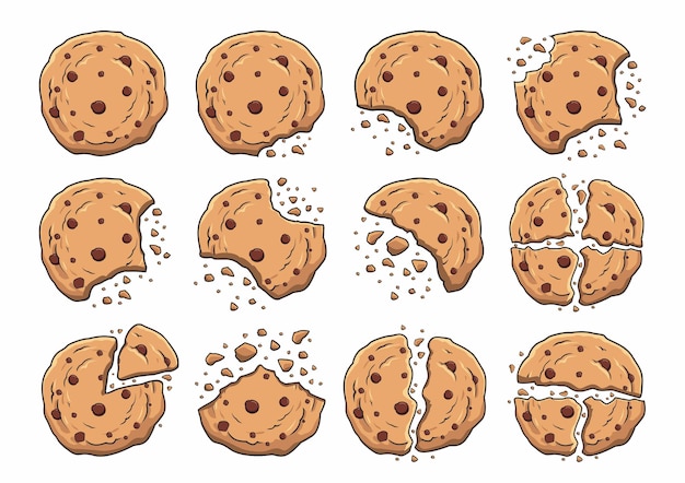 Cookies choco chips illustraties cartoon