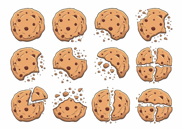 Vettore cartoon illustrazioni di biscotti al cioccolato