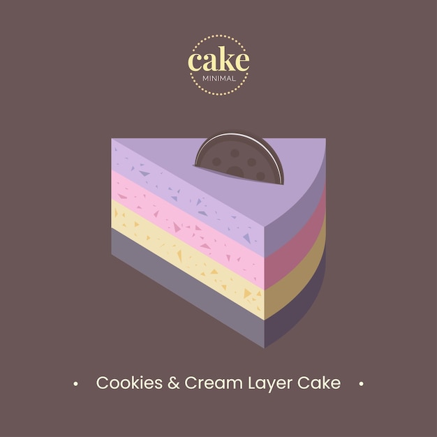 Cookies and cream cake in flat and minimal style