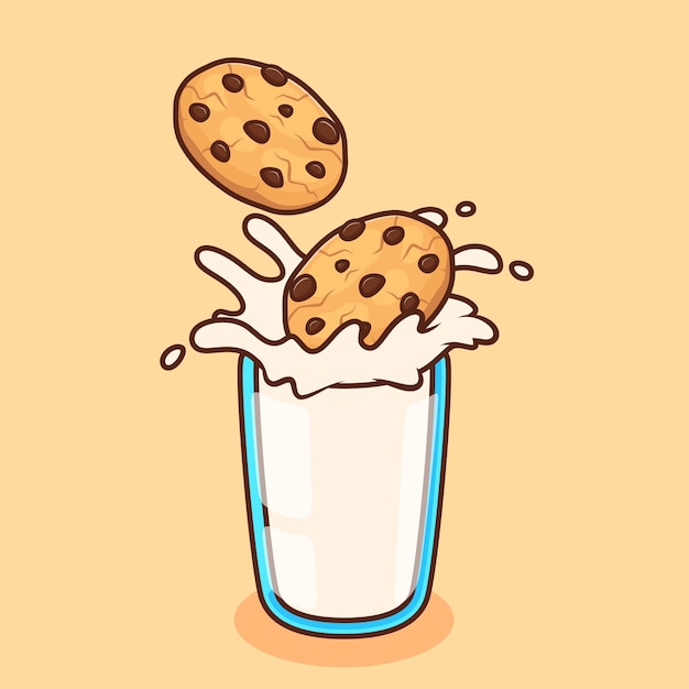 cookies dipped in glass of milk illustration