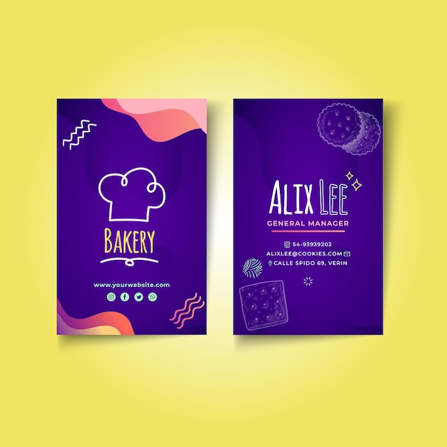 Cookies double-sided vertical business card