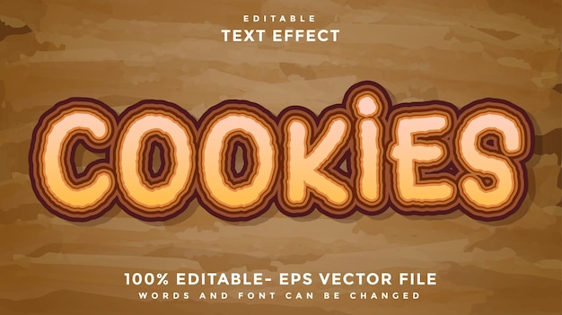 Файлы cookie Редактируемый текстовый эффект Дизайн шаблона Эффект сохранен в графическом стиле