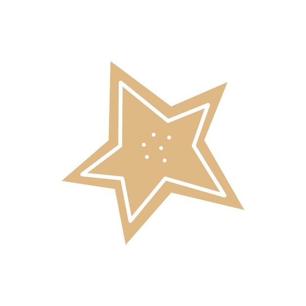 Печенье имбирное в форме звезды или снежинки с глазурью в мультяшном стиле Праздничное сладкое печенье на белом фоне Домашнее печенье Векторная иллюстрация