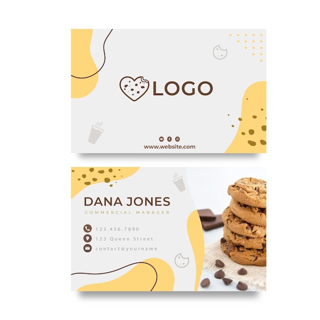 Vector cookies horizontal business card template