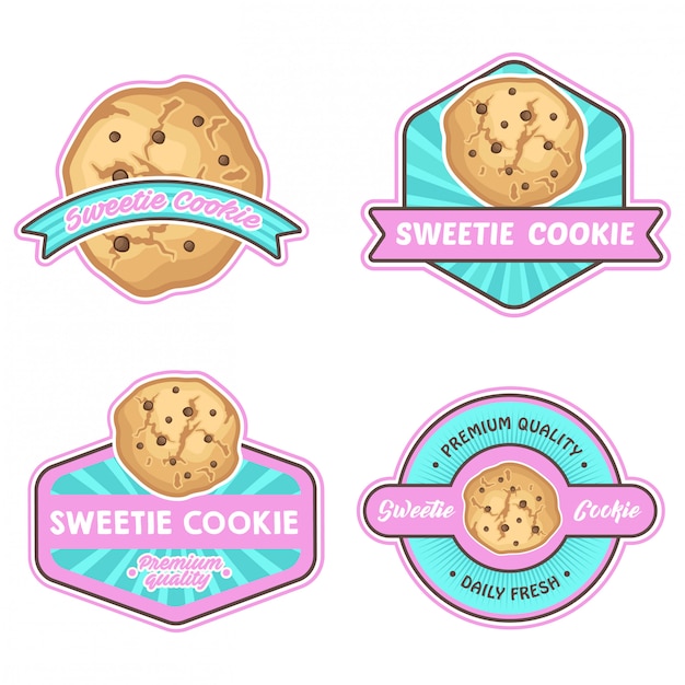 Cookies logo stock vector set