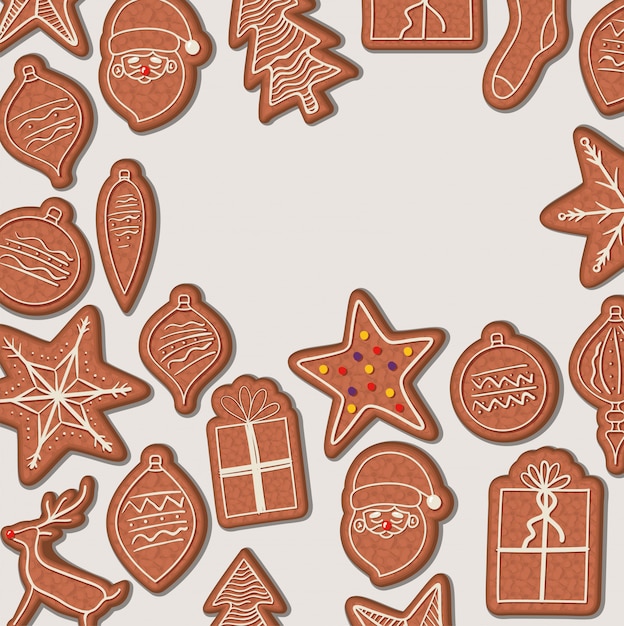 Biscotti, celebrazione dell'invito della carta della decorazione di stagione di buon natale ed illustrazione di festa