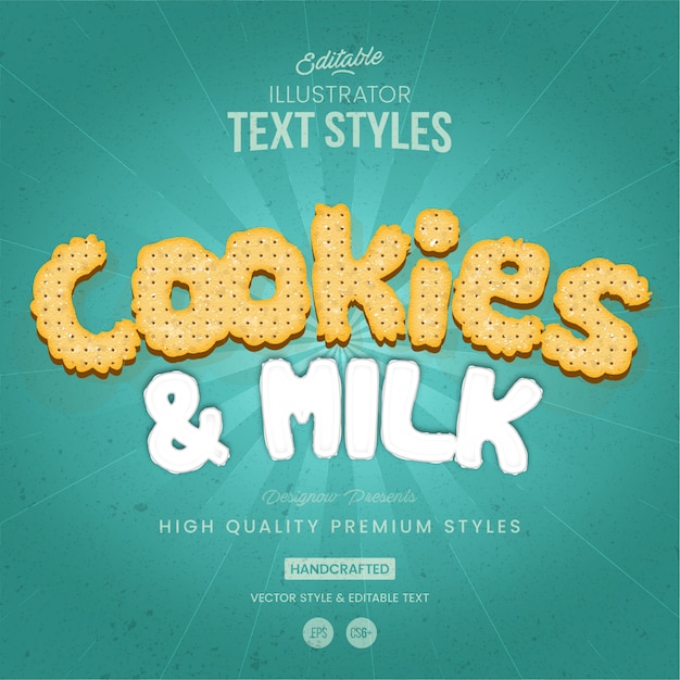 Vector cookies and milk text style