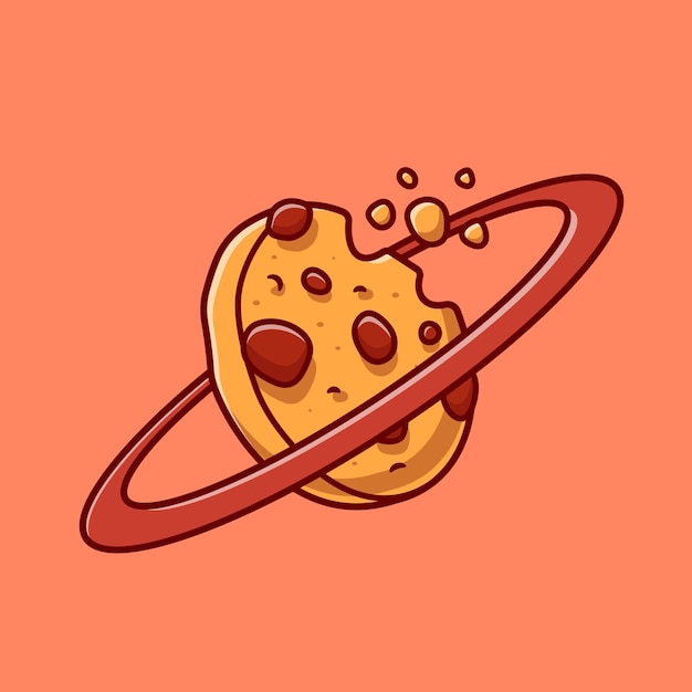 Cookies Planet Cartoon Vector Icon Illustration. Food Science Icon Concept Isolated Premium Vector. Flat Cartoon Style