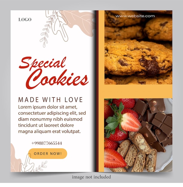 Vector cookies poster template for social media