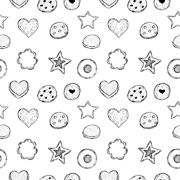 Cookies seamless pattern vector illustration hand drawing sketch