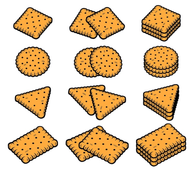 Вектор Набор куки. печенье со значком коллекции. векторная иллюстрация
