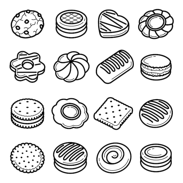 Set di cookie icona di raccolta cookie vector