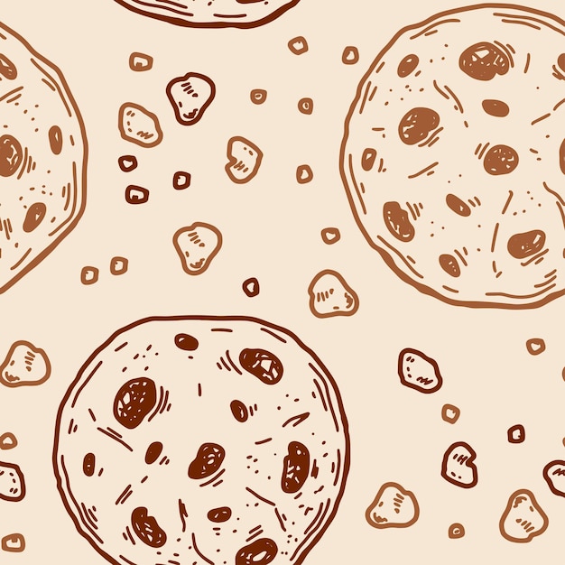 Vector cookies sketch seamless pattern bakery hand drawn vintage background