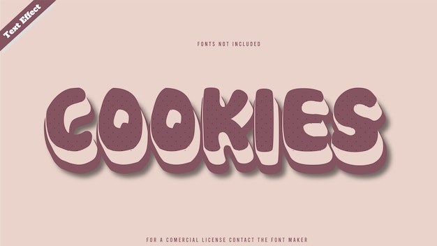 Cookies text effect design vector. editable 3D text effect