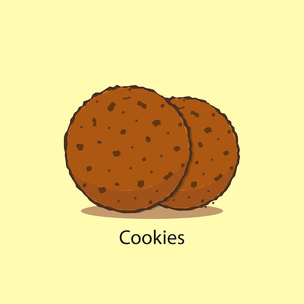 Cookies with chocolate  on yellow background.