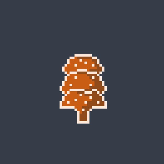 Vector cookies with christmas tree shape in pixel art style