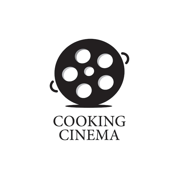 Concetto di design del logo del canale di cottura del cinema di cucina