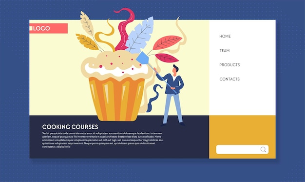 Vector cooking courses baking classes online web page template