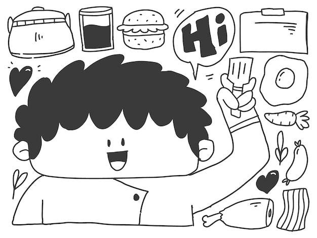 cooking doodle cartoon kawaii design