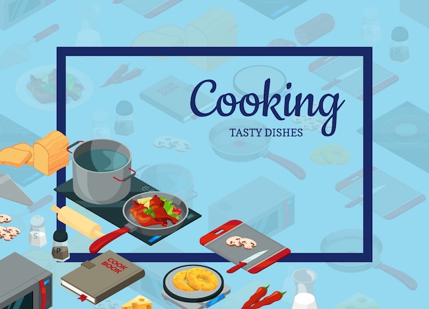 Cooking food isometric objects