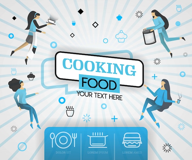 Cooking food recipes and blue cover