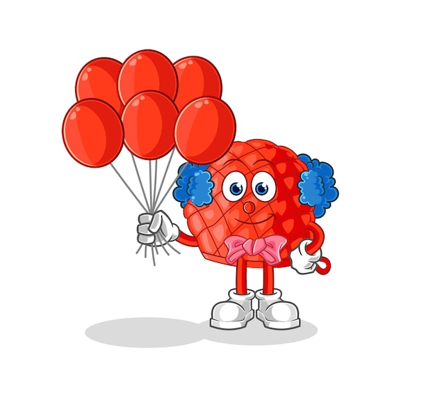 Cooking glove clown with balloons vector cartoon character