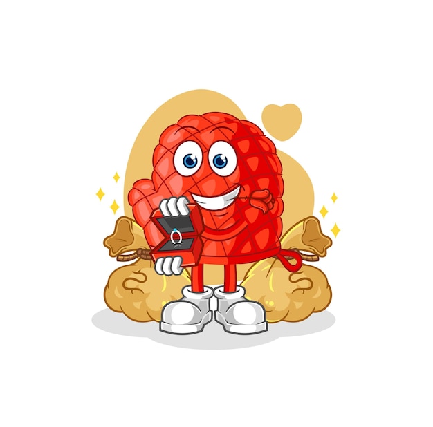 Cooking glove propose with ring cartoon mascot vector