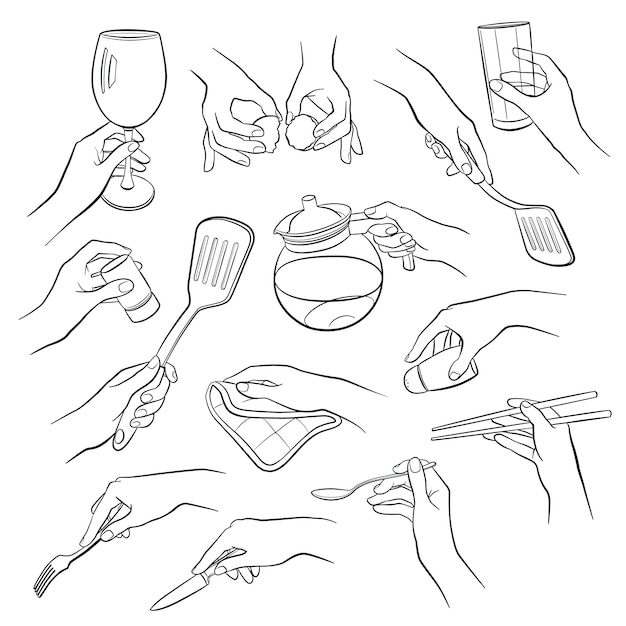 Cooking hands outlines