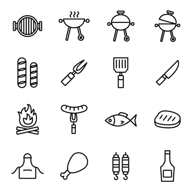 Vector cooking icon pack, outline icon stlye