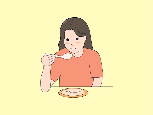 Cooking illustration eating tasting some food