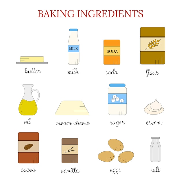 Vector cooking ingredients