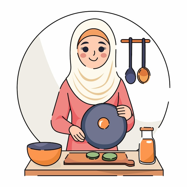 Vector cooking mother flat design vector illustration