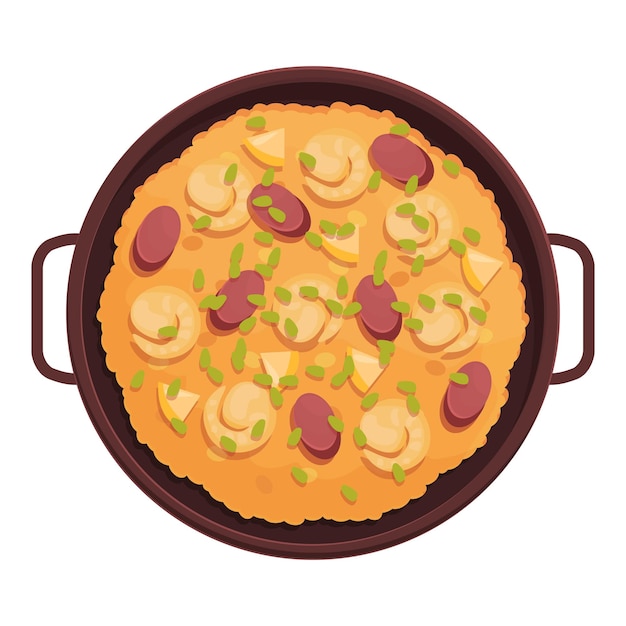 Vector cooking paella icon cartoon vector spanish food spain cuisine