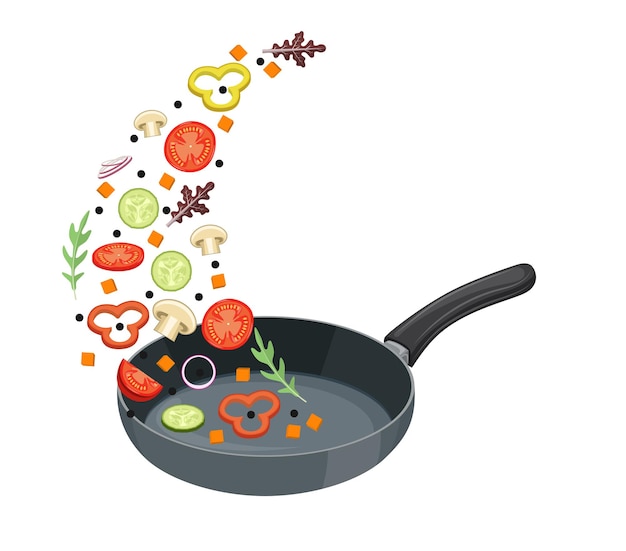 Cooking pan with vegetables