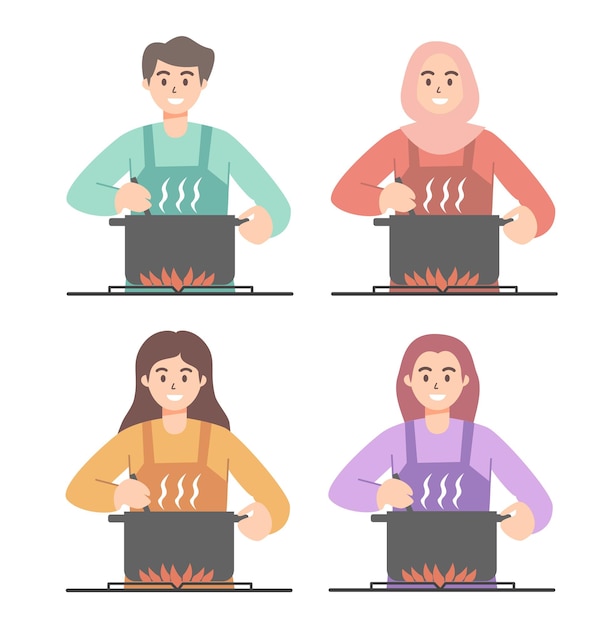 Illustrazione di persone di cucina